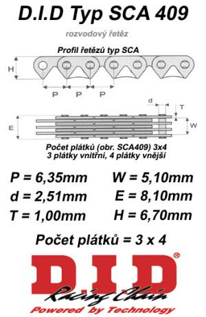 D.I.D Rozvodový řetěz DID YAMAHA XJ 600 H,N (89-90) rok 89-90